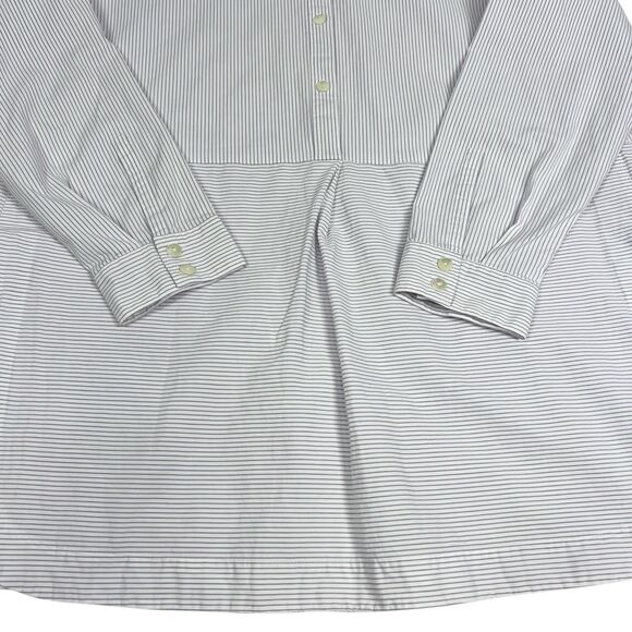 J Jill White Purple Striped 1/2 Button Long Sleeve Collared Tunic Blouse Large - Picture 4 of 8